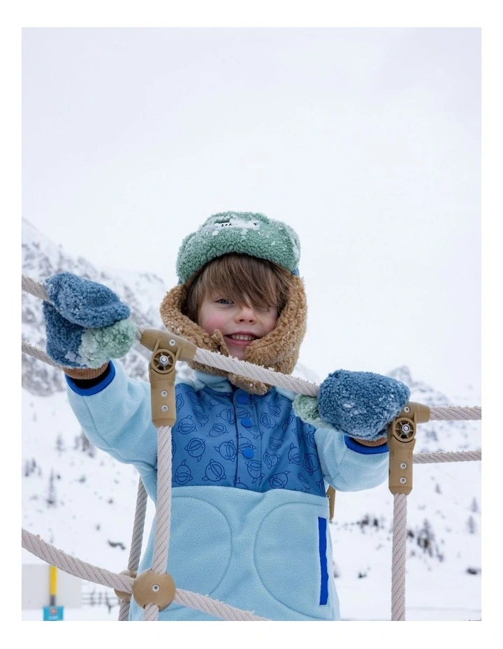 Fleece Mittens - Blue/beige image 2