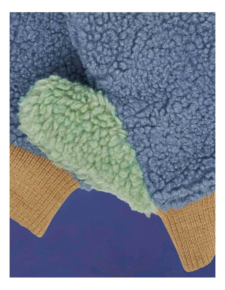 Fleece Mittens - Blue/beige image 2