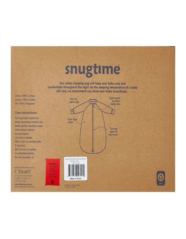 Snugtime Long Sleeve Padded Sleeping Bag, Elephant image 4