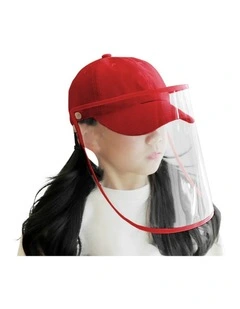 SOGA Kids Outdoor Protective Hat Full Face Shield Anti Fog Dust Cover Red
