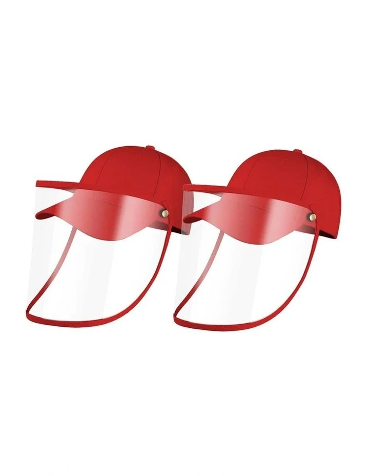 SOGA 2X Kids Outdoor Protective Hat Full Face Shield Anti Fog Dust Red image 1