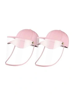 SOGA 2X Kids Outdoor Protective Hat Full Face Shield Anti Fog Dust Pink