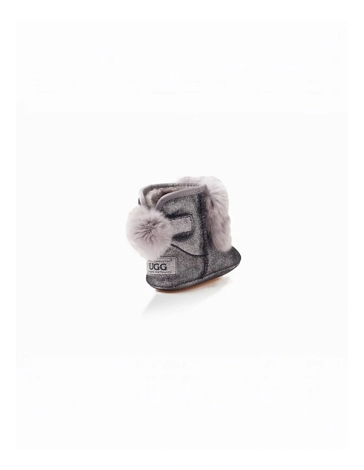 OZWEAR UGG Baby Rabbit Ear Booties in Glitter Grey image 2