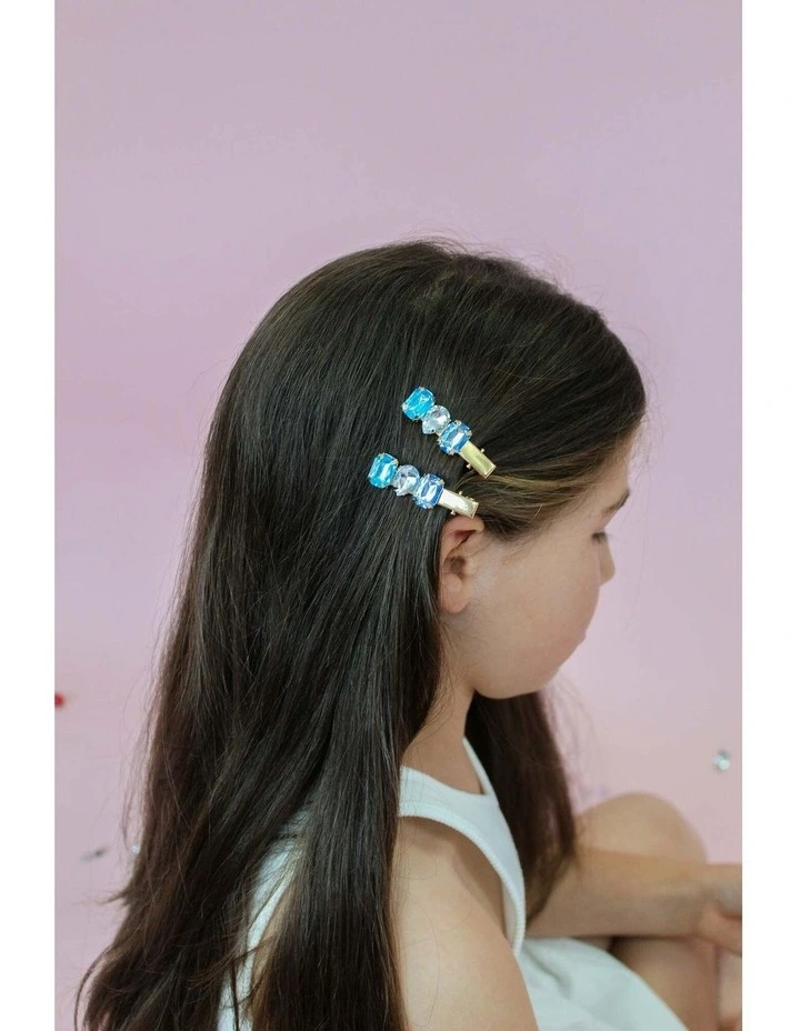 Rebekah Kids Hair Clip Set in Blue image 4