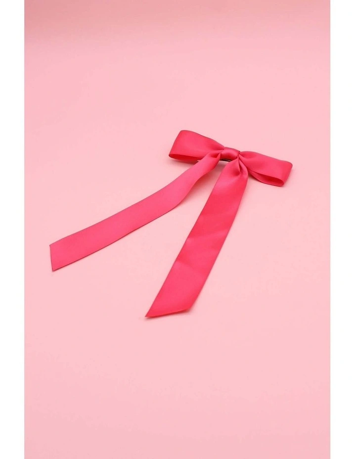 Lala Kids Satin Bow in Hot Pink image 2