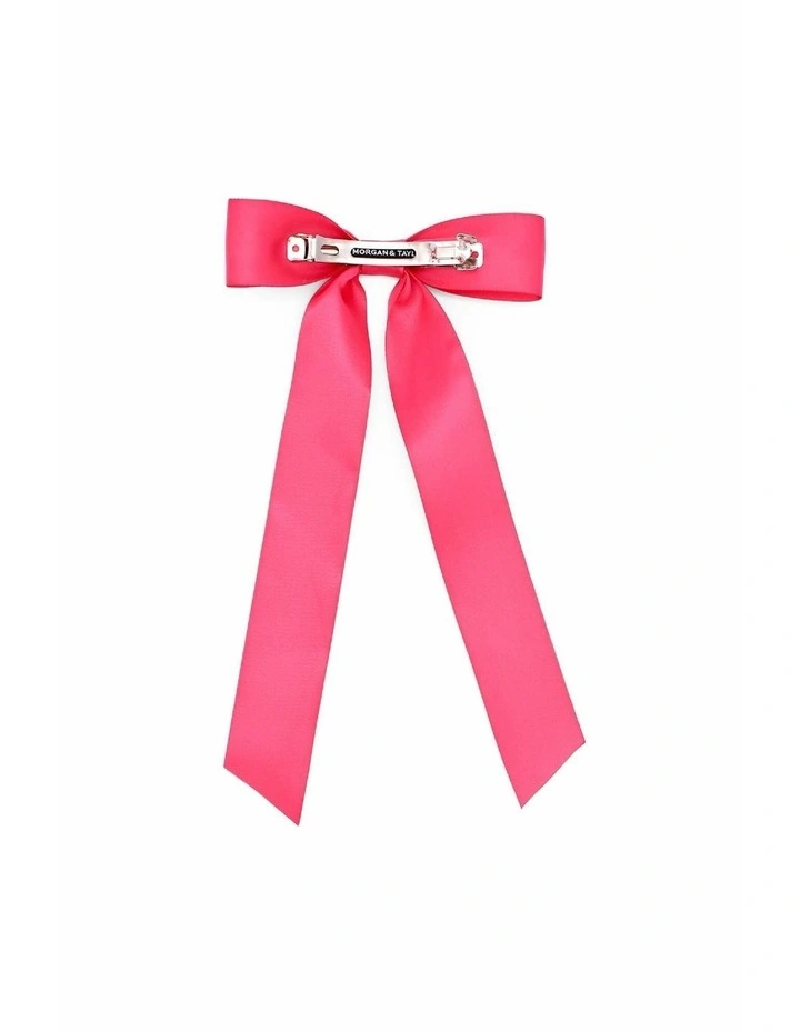 Lala Kids Satin Bow in Hot Pink image 3