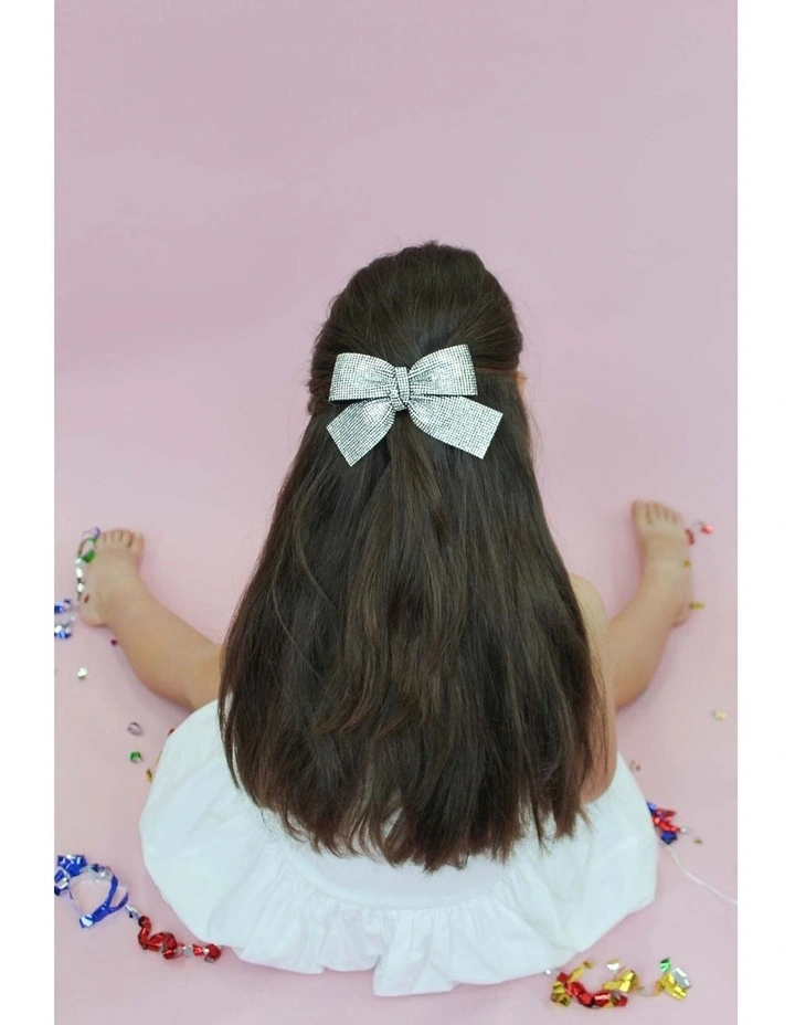 Archer Kids Hair Bow in Silver image 2