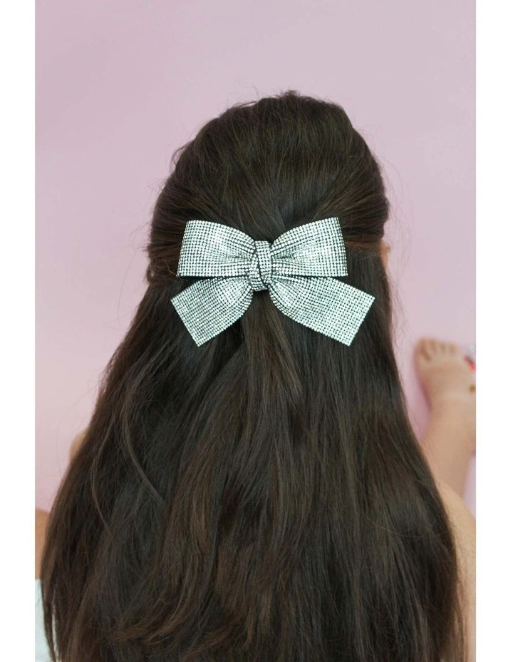 Archer Kids Hair Bow in Silver image 5