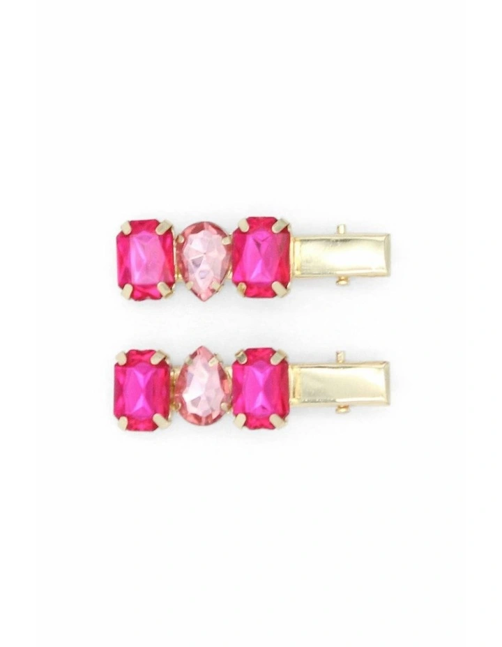 Rebekah Kids Hair Clip Set in Hot Pink image 1