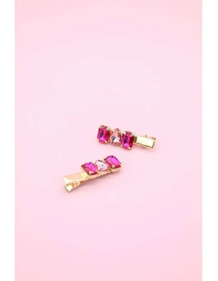 Rebekah Kids Hair Clip Set in Hot Pink image 3