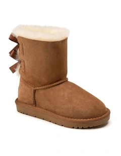 OZWEAR UGG Kids Double-Face Sheepskin Ribbon Boots, Water-Resistant