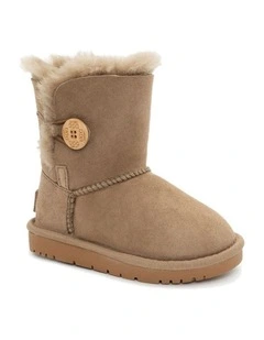 OZWear UGG Kids Water-Resistant Double-Faced Sheepskin Button Boots