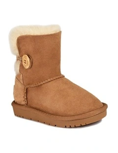 OZWear UGG Kids Water-Resistant Double-Faced Sheepskin Button Boots