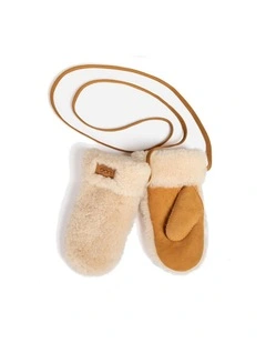 OZWEAR UGG Kids Double-Face Sheepskin Mittens - Chestnut Natural