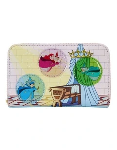 Sleeping Beauty Castle 3 Good Fairies Zip Wallet Coin Purse 6x4in