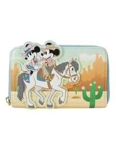 Disney Western Mickey & Minnie Zip Around Wallet Coin Purse 6x4in