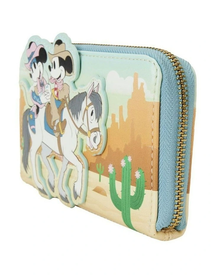 Disney Western Mickey & Minnie Zip Around Wallet Coin Purse 6x4in image 2