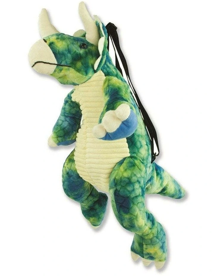 Johnco Patch Triceratops Dinosaur Plush Backpack Bag Kids/Toddler 3y in Green image 1