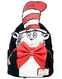 Dr Seuss Cat in the Hat Faux Fur Cosplay Plush Backpack 23x26cm 12y 