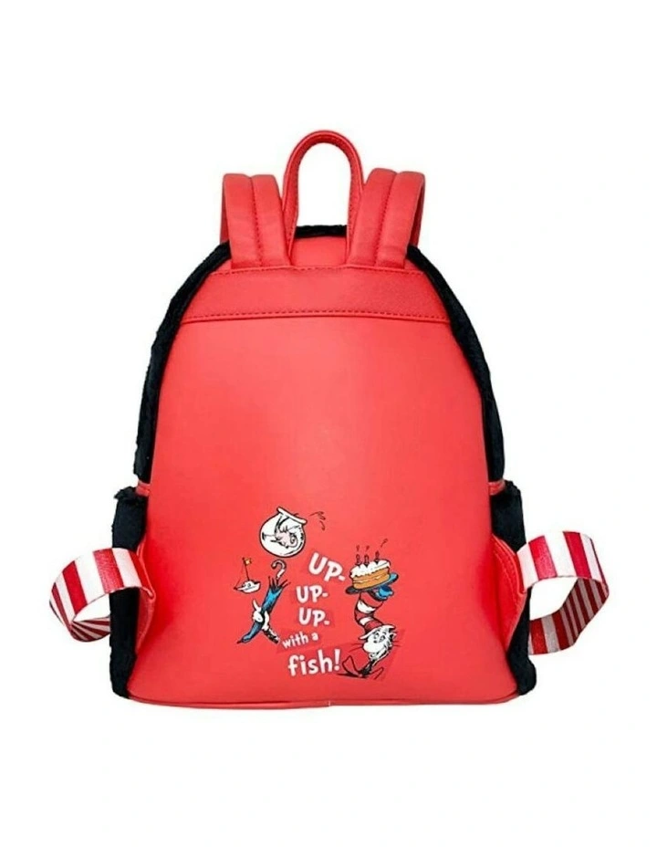 Dr Seuss Cat in the Hat Faux Fur Cosplay Plush Backpack 23x26cm 12y image 2