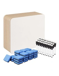 Levede Mini Whiteboard 30 Pack 2 Sided with Pens Erasers Classroom White