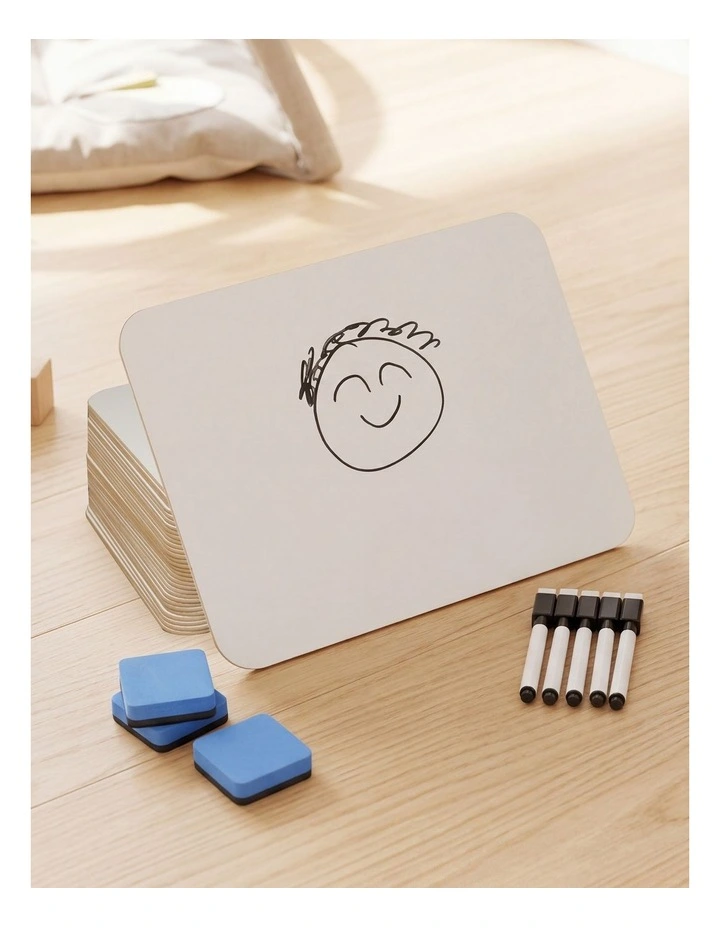 Levede Mini Whiteboard 30 Pack 2 Sided with Pens Erasers Classroom White image 6