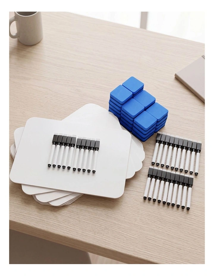 Levede Mini Whiteboard 30 Pack 2 Sided with Pens Erasers Classroom White image 7