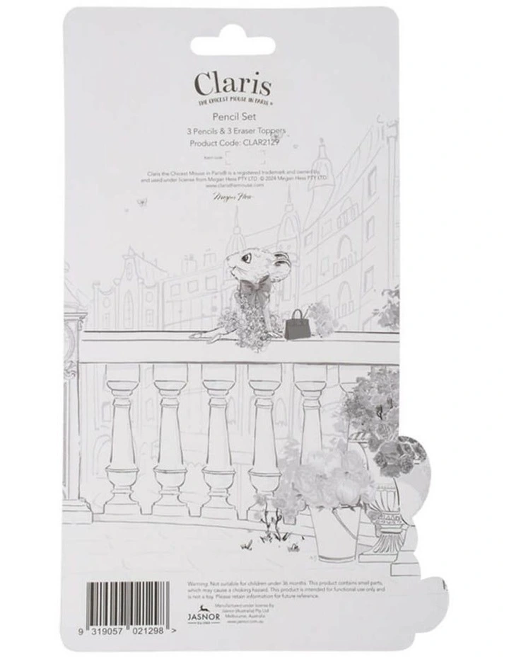 Claris the Chicest Mouse in Paris - Claris Pencil Set with Eraser Toppers - Stationery image 2
