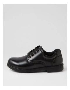 Demo Junior Lace E Black Leather Lace Up Flats