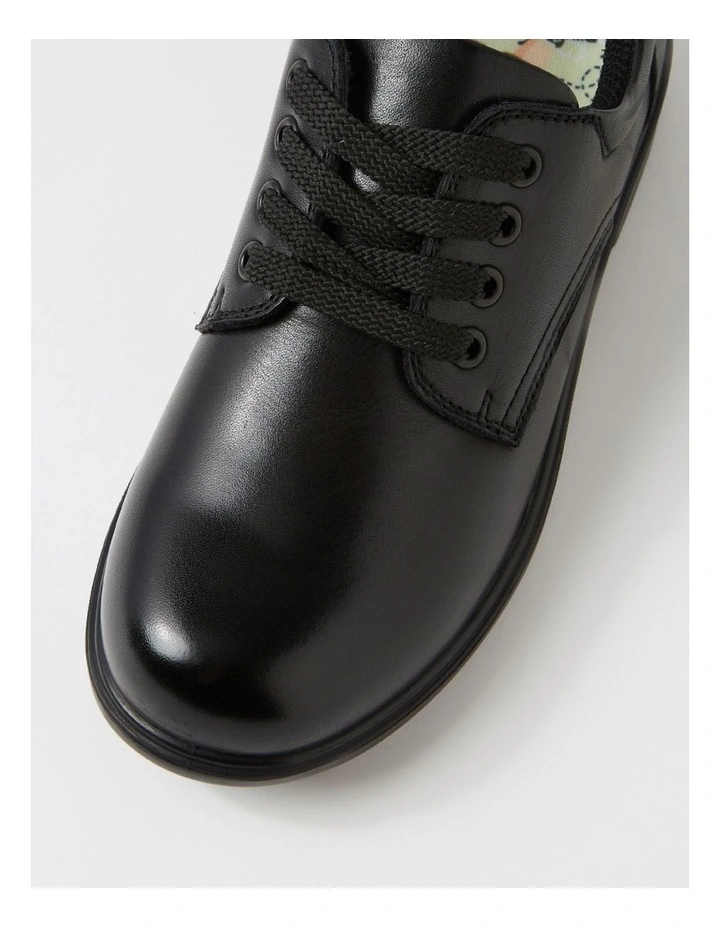 Demo Junior Lace E Black Leather Lace Up Flats image 4