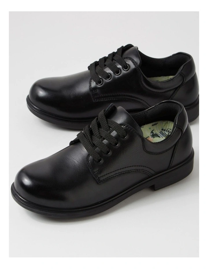 Demo Junior Lace E Black Leather Lace Up Flats image 5