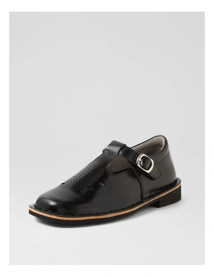 Elle Senior Black Leather Flat Shoes image 2