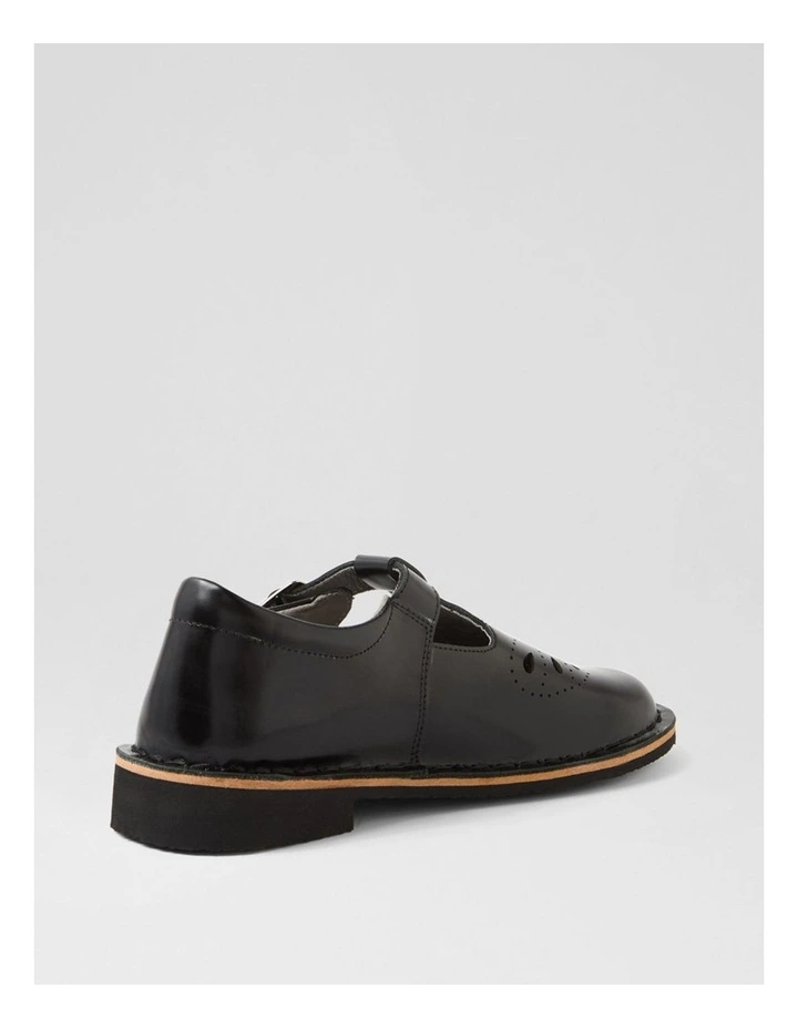 Elle Senior Black Leather Flat Shoes image 3