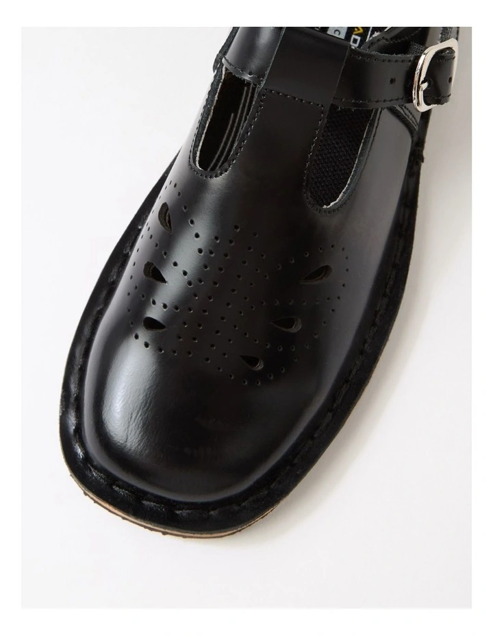 Elle Senior Black Leather Flat Shoes image 4