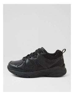 Tempo Lace Junior Black Leather Sneakers