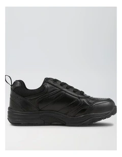 Hype Junior E Black Leather Lace Up Sneakers