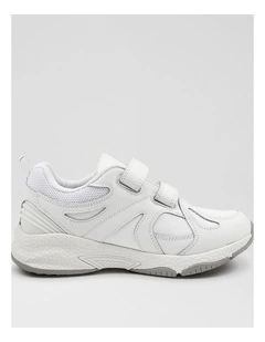 Tempo Junior Adjustable White Leather Sneakers
