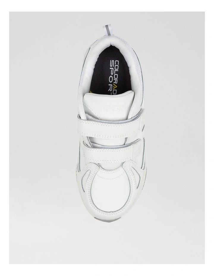 Tempo Junior Adjustable White Leather Sneakers image 5