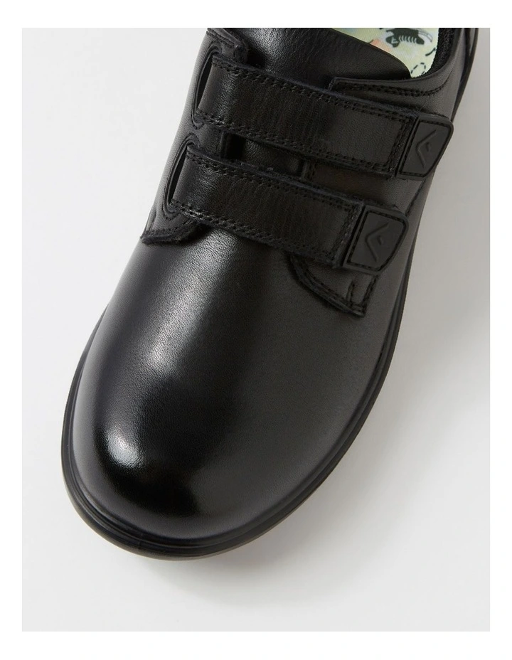 Demo Junior Adjustable E Black Leather Flat Shoes image 4