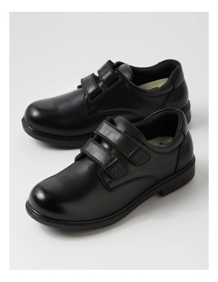 Demo Junior Adjustable E Black Leather Flat Shoes image 5
