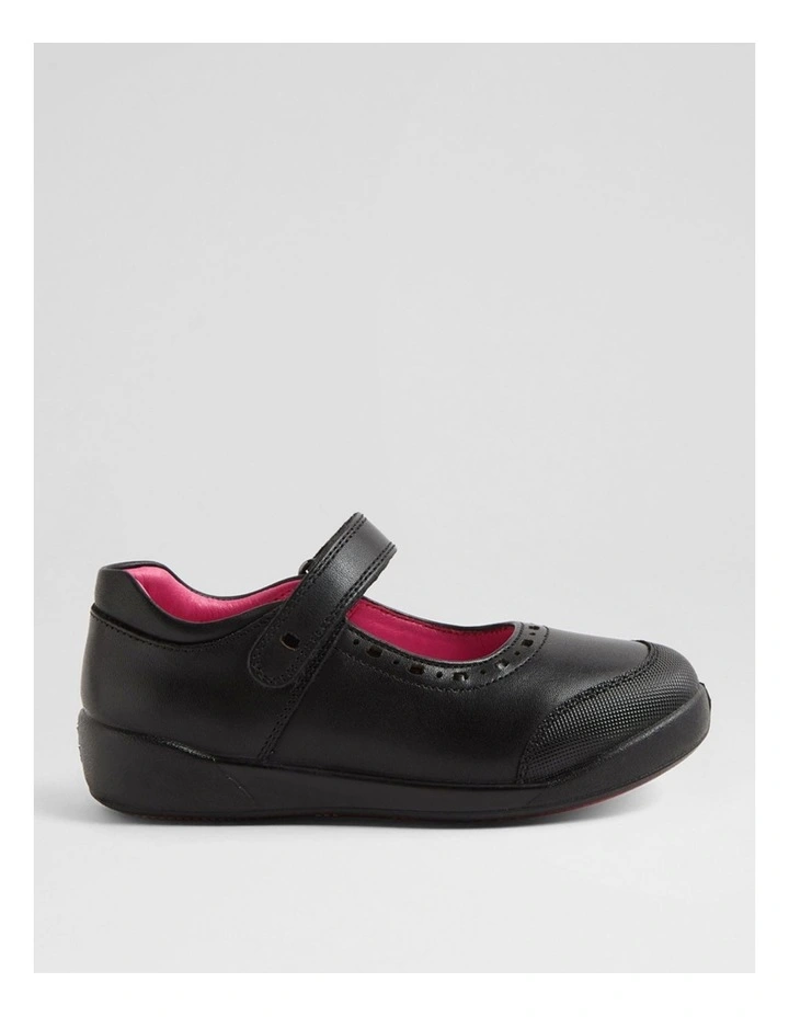 Hello Kitty Junior E Black Leather Flat Shoes image 1