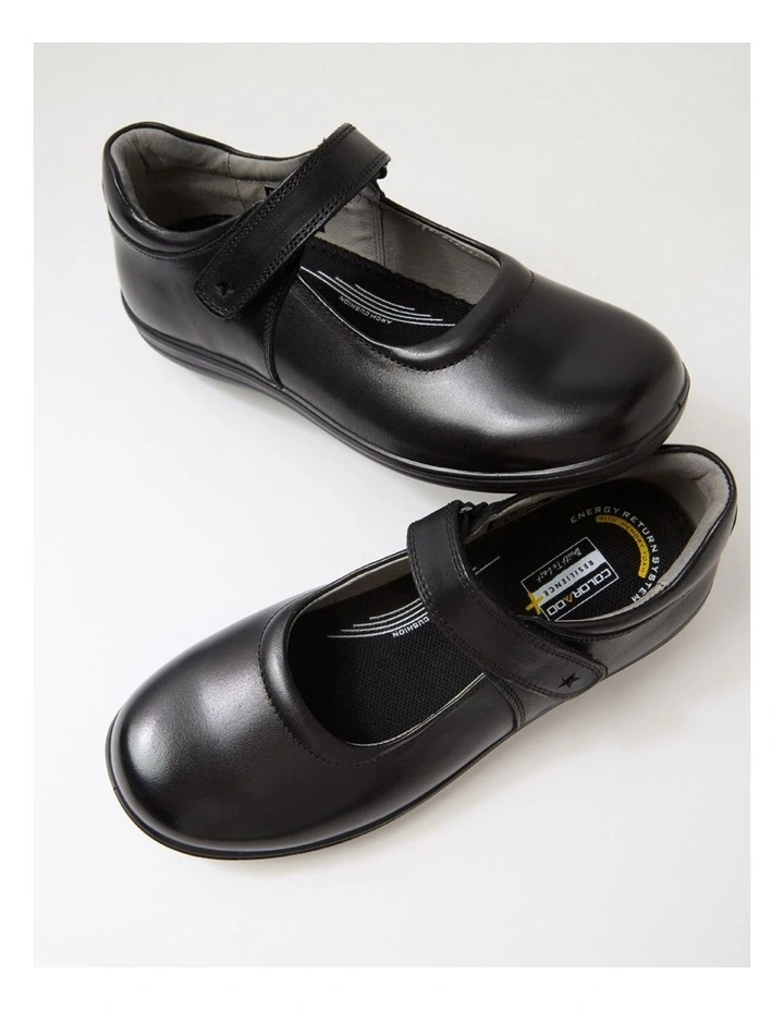 Luna Junior E Black Leather Flat Shoes image 6