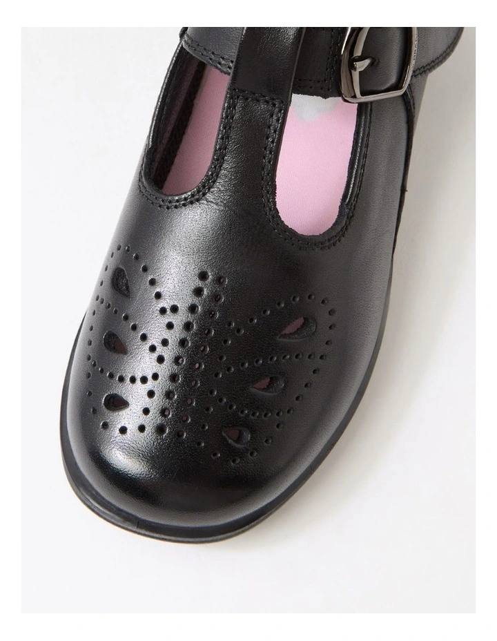 Hello Kitty Summer Junior E Black Leather Flat Shoes image 4