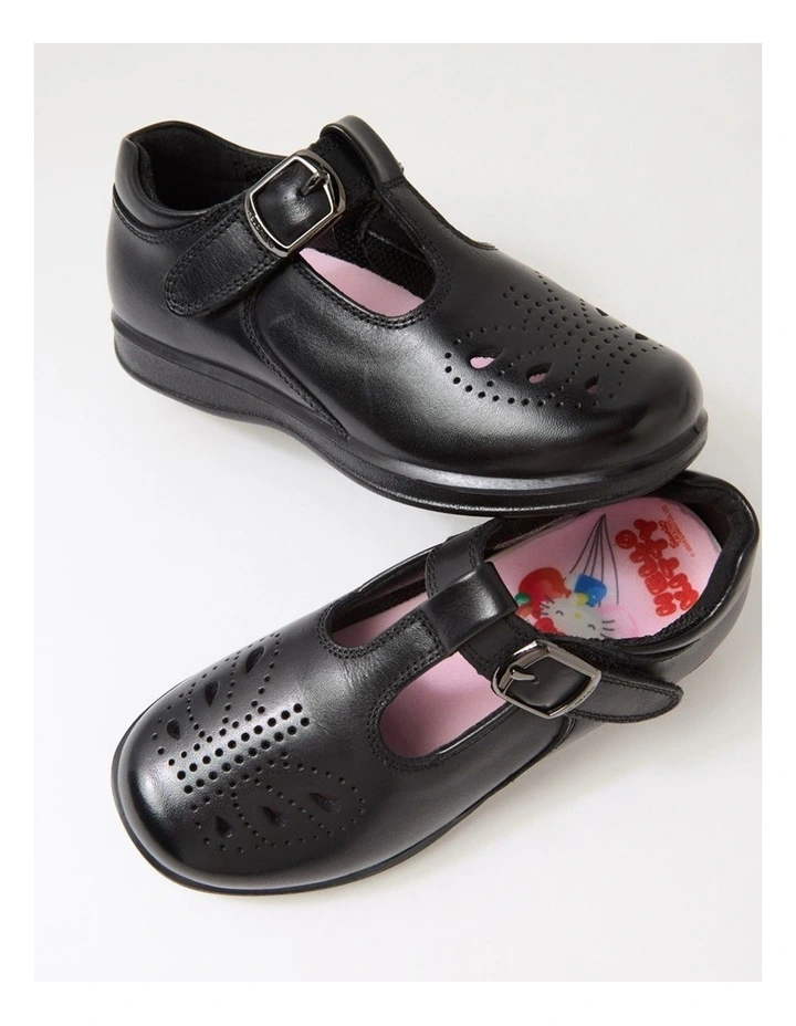 Hello Kitty Summer Junior E Black Leather Flat Shoes image 5