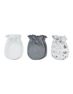 3pc Fashion Mittens Elephant 100 Percent Cotton Newborn Baby