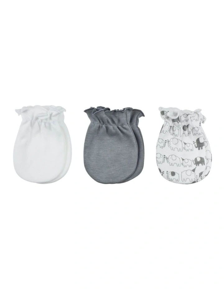 3pc Fashion Mittens Elephant 100 Percent Cotton Newborn Baby image 1