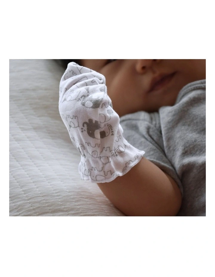 3pc Fashion Mittens Elephant 100 Percent Cotton Newborn Baby image 2