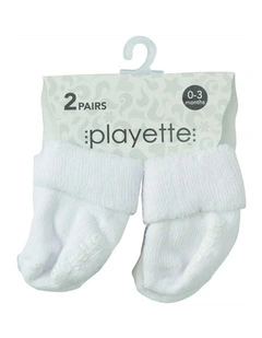2pc Essential Bootie Socks Soft Knitted For Newborns White