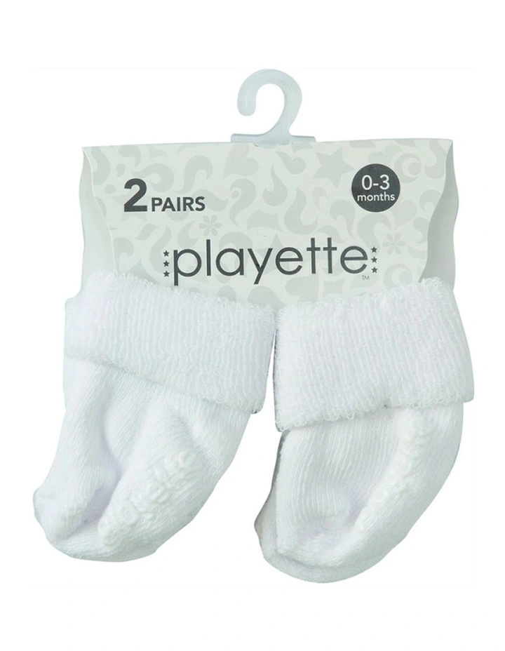 2pc Essential Bootie Socks Soft Knitted For Newborns White image 1