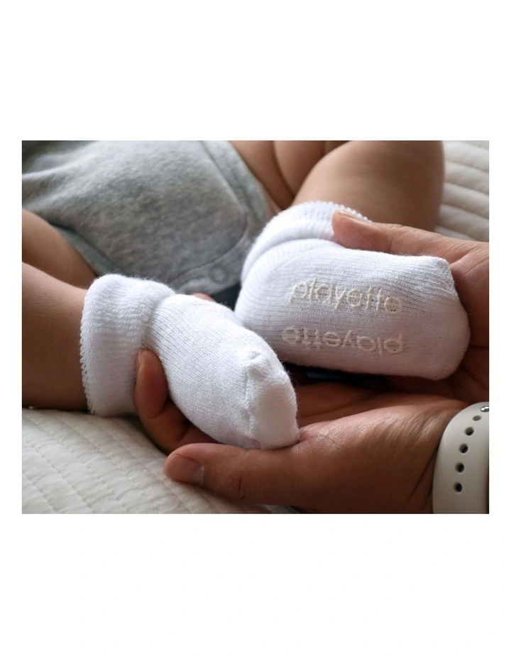 2pc Essential Bootie Socks Soft Knitted For Newborns White image 2